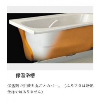 その他　保温浴槽：保温剤で浴槽を丸ごとカバー。