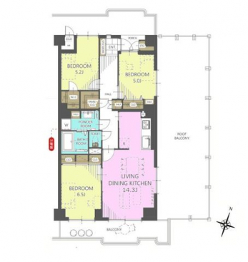 �Ԏ��}�i�̂P�}���V�����j�@3LDK+WIC+FC