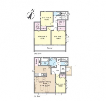 �Ԏ��}�i�̂P�ˌ��j�@4LDK�{WIC�{�t�@�~���[�N���[�[�b�g