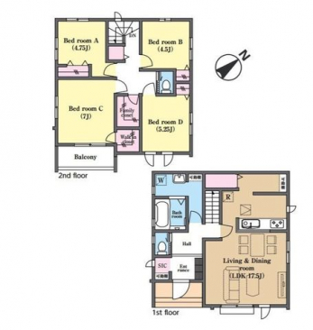 �Ԏ��}�i�̂P�ˌ��j�@4LDK