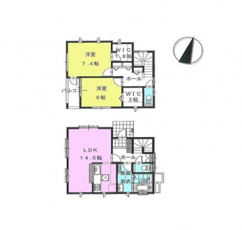 �Ԏ��}�i�̂P�ˌ��j�@2LDK