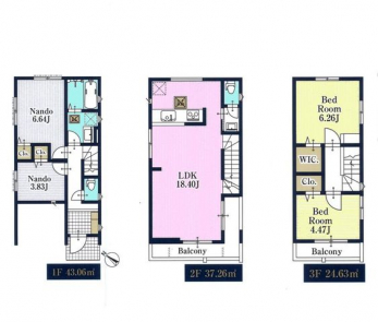 �Ԏ��}�i�̂P�ˌ��j�@2SLDK