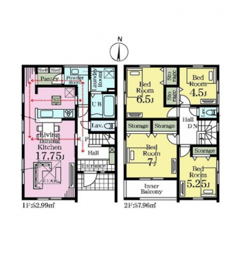 �Ԏ��}�i�̂P�ˌ��j�@4LDK