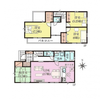 �Ԏ��}�i�̂P�ˌ��j�@4LDK