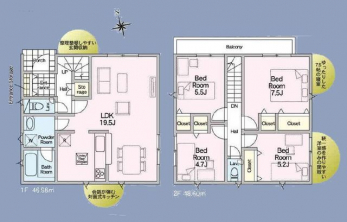 �Ԏ��}�i�̂P�ˌ��j�@4LDK