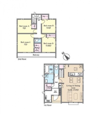 �Ԏ��}�i�̂P�ˌ��j�@4LDK