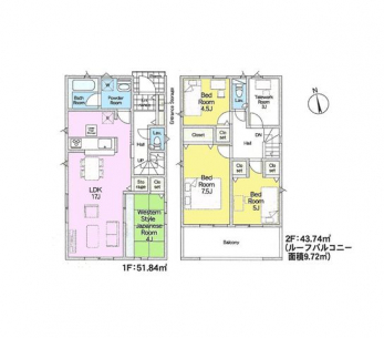 �Ԏ��}�i�̂P�ˌ��j�@4LDK