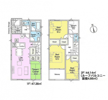 �Ԏ��}�i�̂P�ˌ��j�@3LDK�{�^�^�~�R�[�i�[�{�e�����[�N���[��