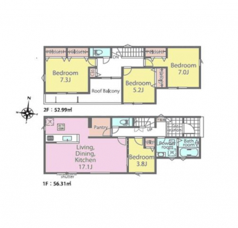 �Ԏ��}�i�̂P�ˌ��j�@4LDK