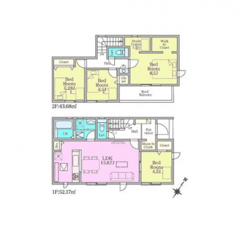 �Ԏ��}�i�̂P�ˌ��j�@4LDK�{WIC