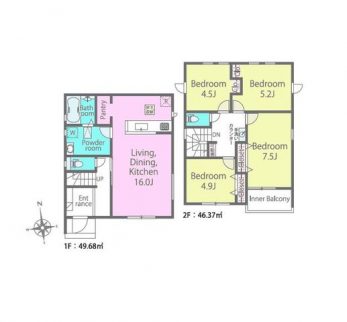 �Ԏ��}�i�̂P�ˌ��j�@4LDK