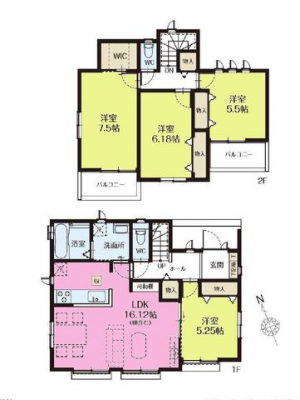 �Ԏ��}�i�̂P�ˌ��j�@4LDK