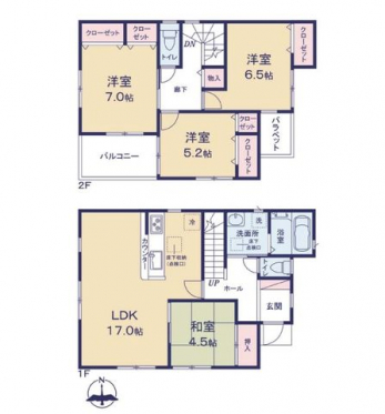 �Ԏ��}�i�̂P�ˌ��j�@4LDK