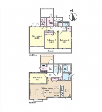 �Ԏ��}�i�̂P�ˌ��j�@4LDK