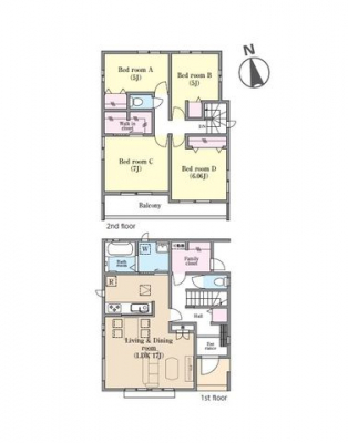 �Ԏ��}�i�̂P�ˌ��j�@4LDK