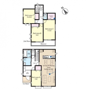 �Ԏ��}�i�̂P�ˌ��j�@4LDK