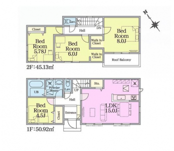 �Ԏ��}�i�̂P�ˌ��j�@4LDK�{2WIC