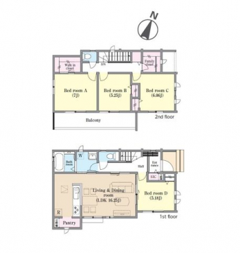 �Ԏ��}�i�̂P�ˌ��j�@4LDK�{WIC�{�t�@�~���[�N���[�[�b�g