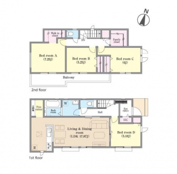 �Ԏ��}�i�̂P�ˌ��j�@4LDK�{WIC�{�t�@�~���[�N���[�[�b�g