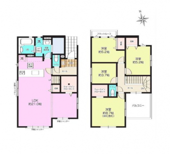 �Ԏ��}�i�̂P�ˌ��j�@4LDK�{2WIC