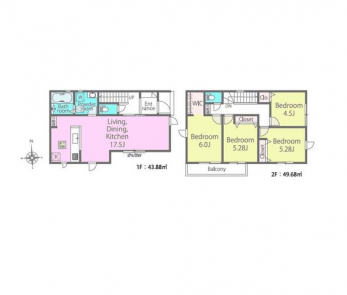 �Ԏ��}�i�̂P�ˌ��j�@4LDK�{WIC