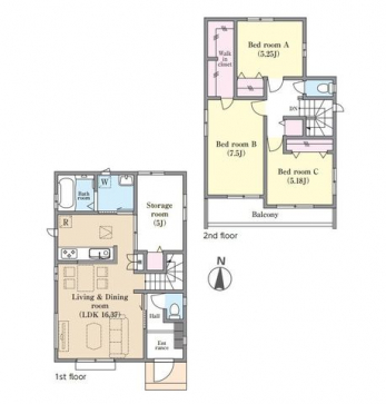 �Ԏ��}�i�̂P�ˌ��j�@3SLDK�{WIC