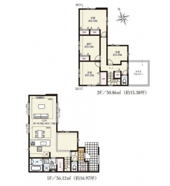 �Ԏ��}�i�̂P�ˌ��j�@3(4)LDK+S