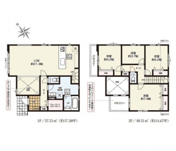 �Ԏ��}�i�̂P�ˌ��j�@4LDK