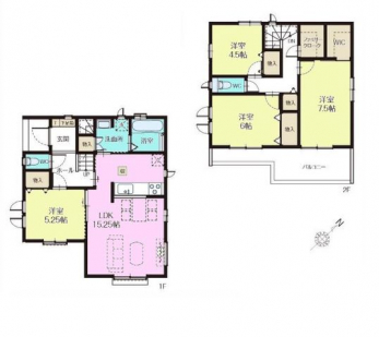 �Ԏ��}�i�̂P�ˌ��j�@4LDK+WIC+�t�@�~���[�N���[�N+�J�[�X�y�[�X2���(�Ԏ�ɂ��)