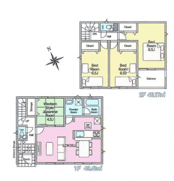 �Ԏ��}�i�̂P�ˌ��j�@4LDK