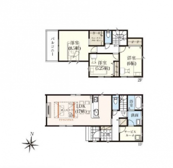 �Ԏ��}�i�̂P�ˌ��j�@3LDK+�T�[�r�X���[��