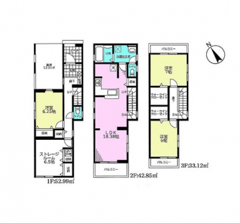 �Ԏ��}�i�̂P�ˌ��j�@3SLDK�{2WIC