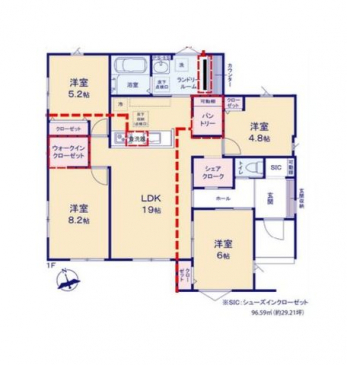 �Ԏ��}�i�̂P�ˌ��j�@4LDK