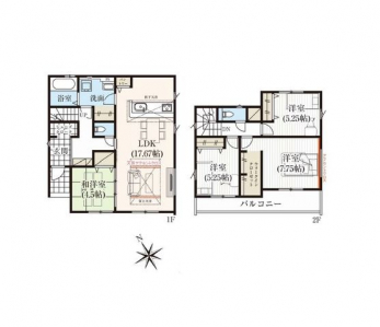 �Ԏ��}�i�̂P�ˌ��j�@4LDK�{WIC