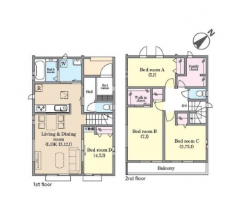 �Ԏ��}�i�̂P�ˌ��j�@4LDK�{WIC+�t�@�~���[�N���[�[�b�g