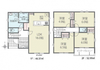 �Ԏ��}�i�̂P�ˌ��j�@4LDK