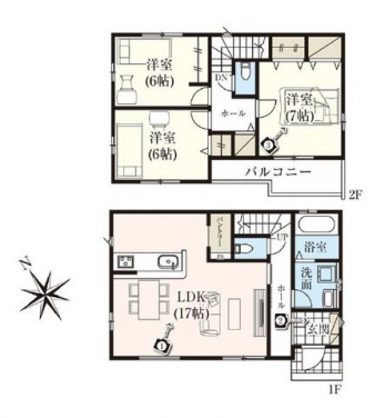 �Ԏ��}�i�̂P�ˌ��j�@3LDK�{�p���g���[