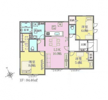 �Ԏ��}�i�̂P�ˌ��j�@3LDK