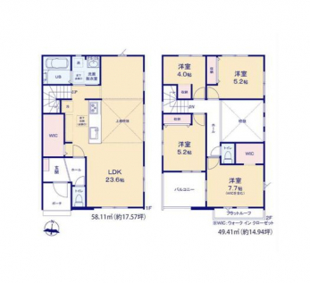 �Ԏ��}�i�̂P�ˌ��j�@4LDK�{2WIC