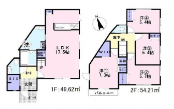 �Ԏ��}�i�̂P�ˌ��j�@4LDK