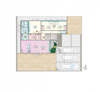 �Ԏ��}�i�̂P�ˌ��j�@2(3)LDK+�p���g���[+WIC