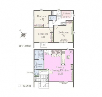 �Ԏ��}�i�̂P�ˌ��j�@3LDK