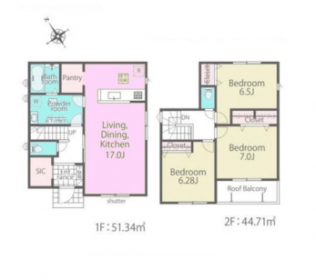 �Ԏ��}�i�̂P�ˌ��j�@3LDK+SIC+�p���g���[