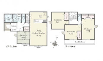 �Ԏ��}�i�̂P�ˌ��j�@4LDK