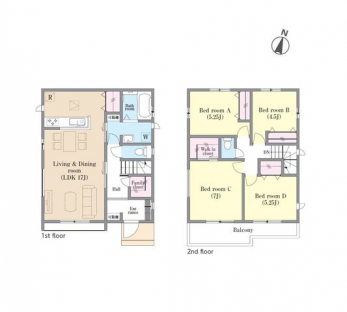 �Ԏ��}�i�̂P�ˌ��j�@4LDK�{WIC�{�t�@�~���[�N���[�[�b�g