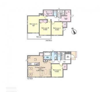 �Ԏ��}�i�̂P�ˌ��j�@4LDK�{WIC�{�t�@�~���[�N���[�[�b�g