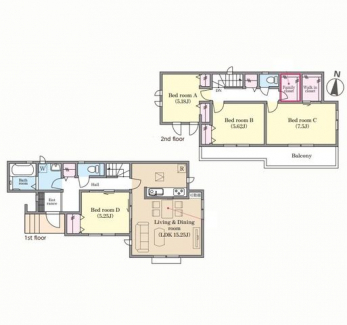 �Ԏ��}�i�̂P�ˌ��j�@4LDK