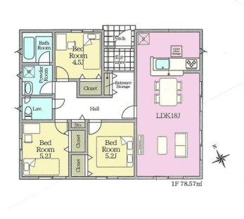 �Ԏ��}�i�̂P�ˌ��j�@3LDK