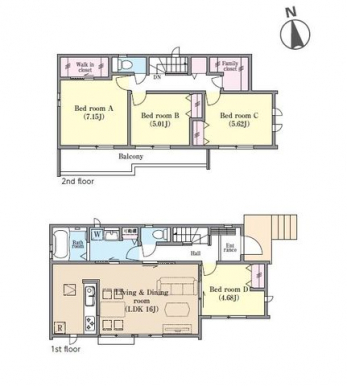 �Ԏ��}�i�̂P�ˌ��j�@4LDK