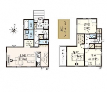 �Ԏ��}�i�̂P�ˌ��j�@3LDK�{�t���[�X�y�[�X+WIC+SC�{�p���g���[